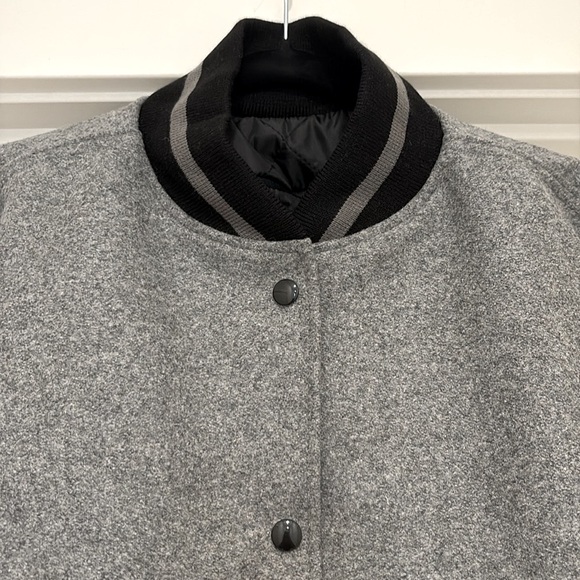 NWT [Holloway] Varsity Bomber Jacket Button-Up Grey Wool & Black Leather Men’s L - Picture 4 of 10